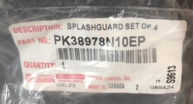Lexus NX 2021 Splashguard Set of 4 (Genuine) - Part number PK38978N10EP - LE07D  - 3 in stock - LE07B & C