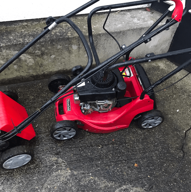 Sold - Red Mountfield Petrol Lawnmower - M84 