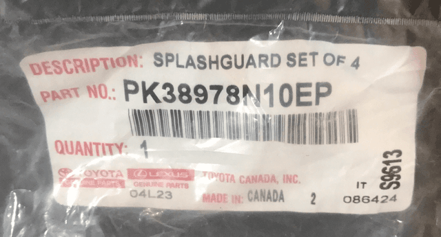 Lexus NX 2021 Splashguard Set of 4 (Genuine) - Part number PK38978N10EP - LE07D  - 3 in stock - LE07B &amp; C
