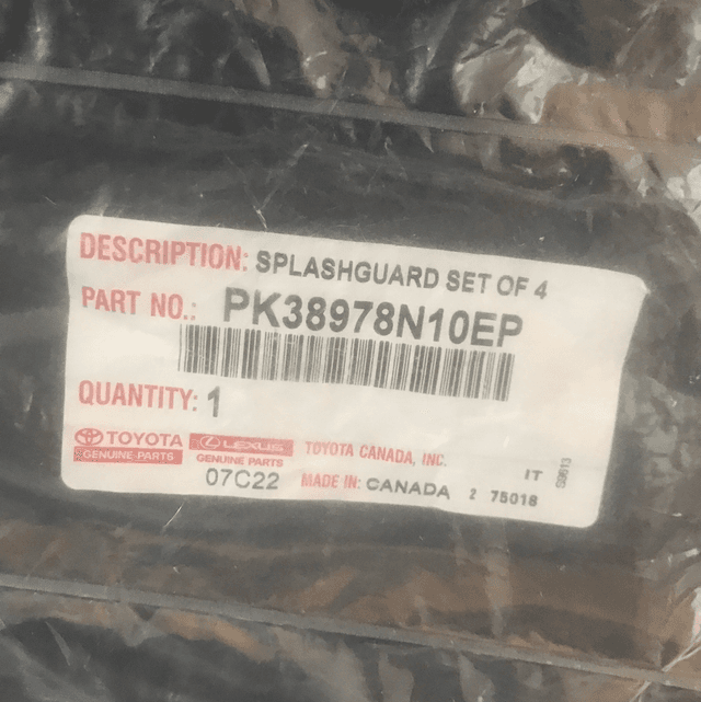 Lexus NX 2021 Splashguard Set of 4 (Genuine) - Part number PK38978N10EP - LE07B - also LE07C &amp; D 
