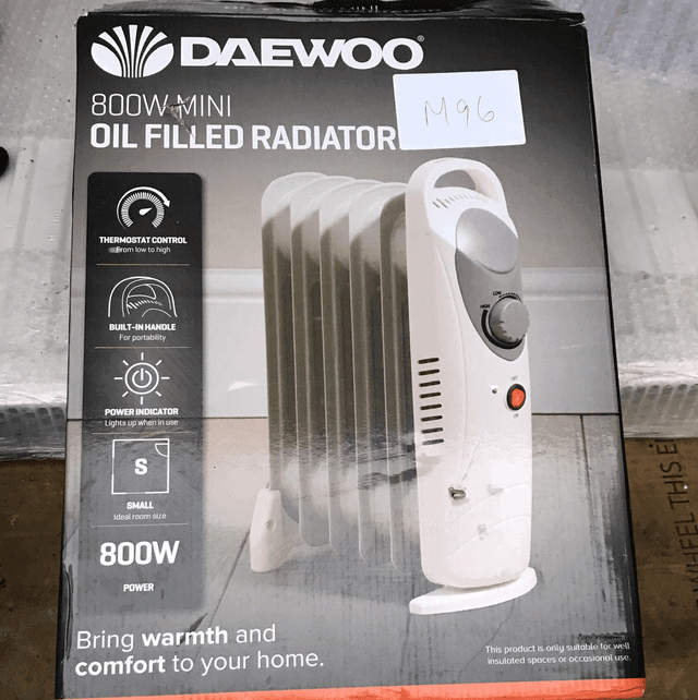 DAEWOO 800W Mini Oil Filled Radiator - M96 